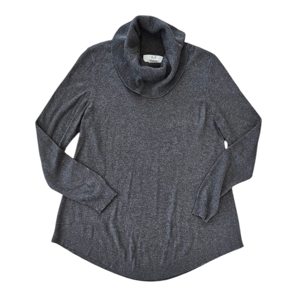 Magaschoni Gray Cowl Neck Cashmere Blend Tunic Sweater Women's Size L  Academia